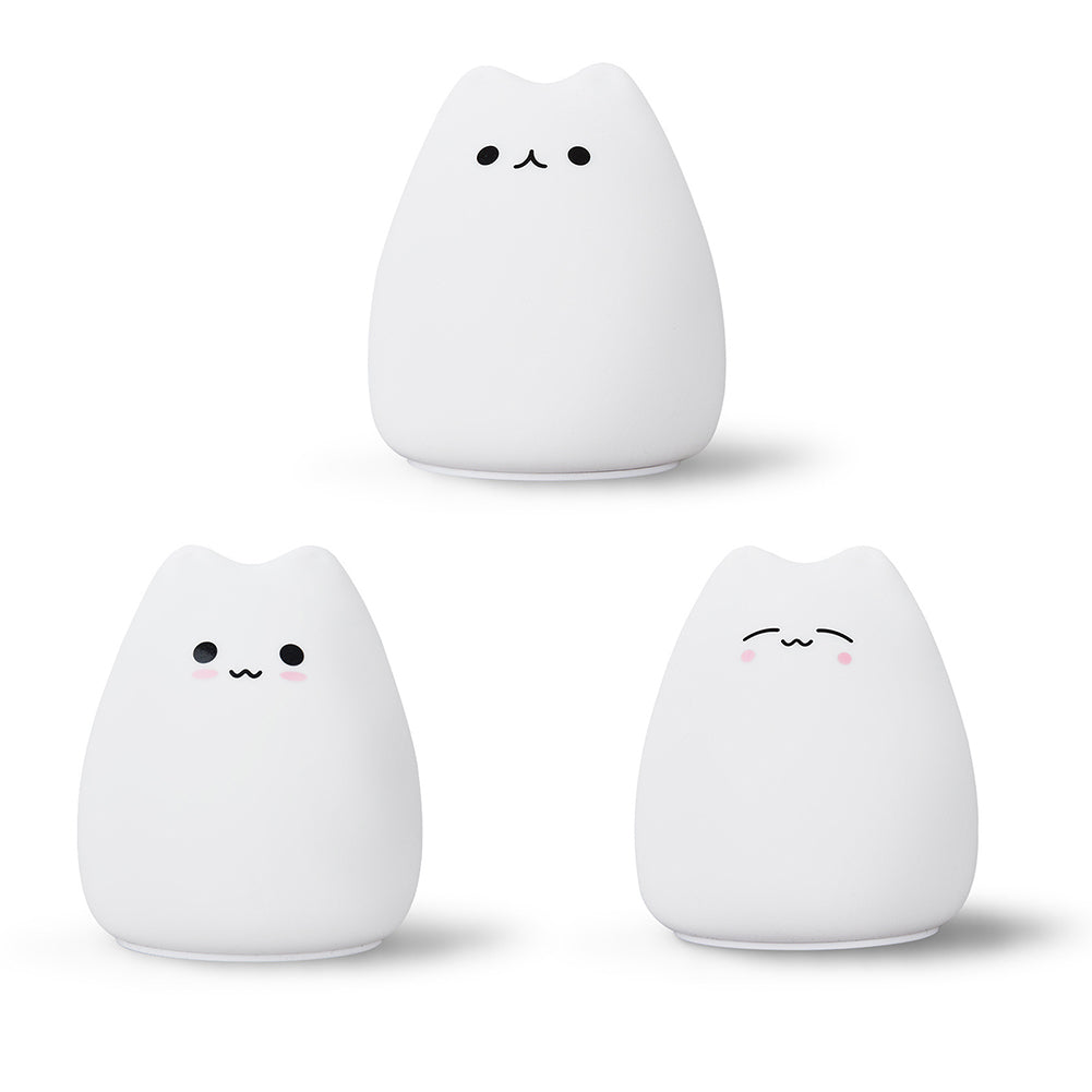 LED Colorful Night Light Energy Saving Eye-Protection Colors Changing Cartoon Cat Bedroom Bedside Lamp (90 x 89 x 102mm) Cute cat