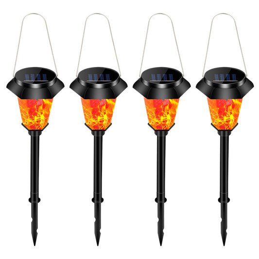 Outdoor Solar Torch Lights Waterproof Garden Patio Flickering Dancing Flame Lamp with 12 LED Bulbs 4 Packs