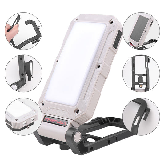 Rechargeable Work Light Portable Folding Solar Powered 360 Degree Rotation Flashlight with Magnetic Hook Design