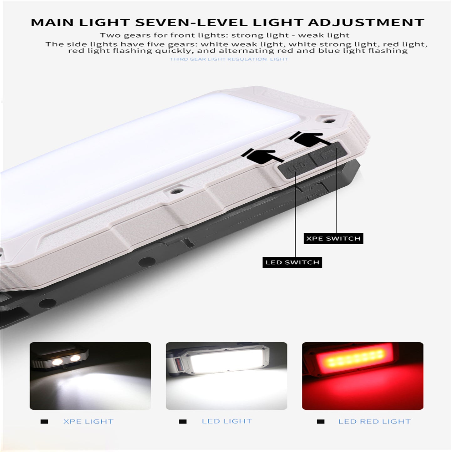 Rechargeable Work Light Portable Folding Solar Powered 360 Degree Rotation Flashlight with Magnetic Hook Design