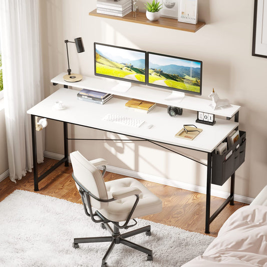 Simple Computer Desk With Side Pocket Modern Minimalist
