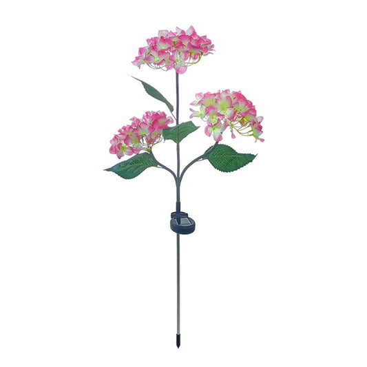 Outdoor Garden Solar LED Lights 3-Head Hydrangea Rose Flower Waterproof Stake Lights For Pathway Garden Backyard Lawn Decor pink