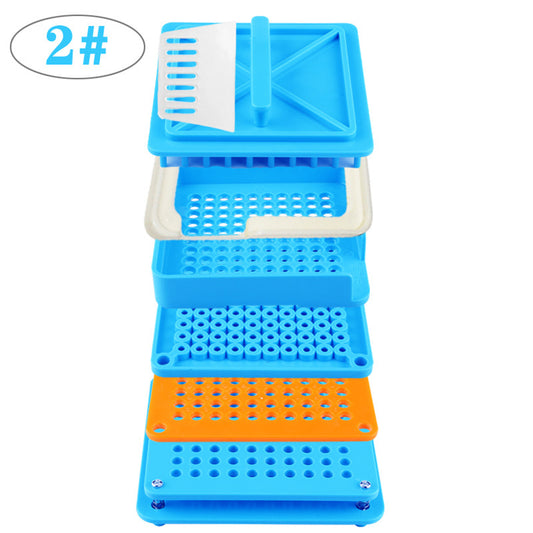 100 Holes Manual Capsule Filling Board Machine With Powder Baffle 100 Positions Herbal Powder Filler DIY Maker 2# blue