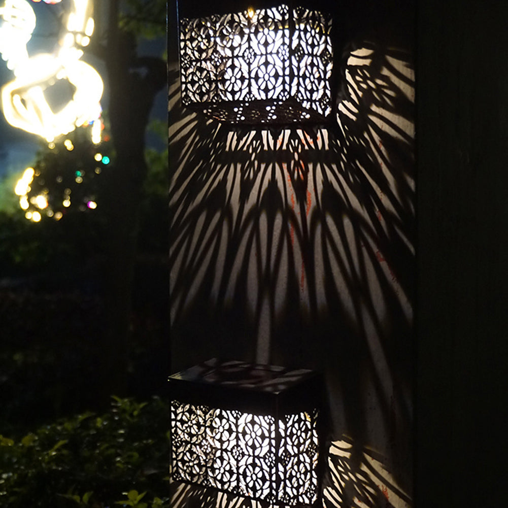 Solar Hollow Wall Lamp Garden Decoration Waterproof Outdoor Landscape Lamp For Garden Patio Yard 2-Pack white light