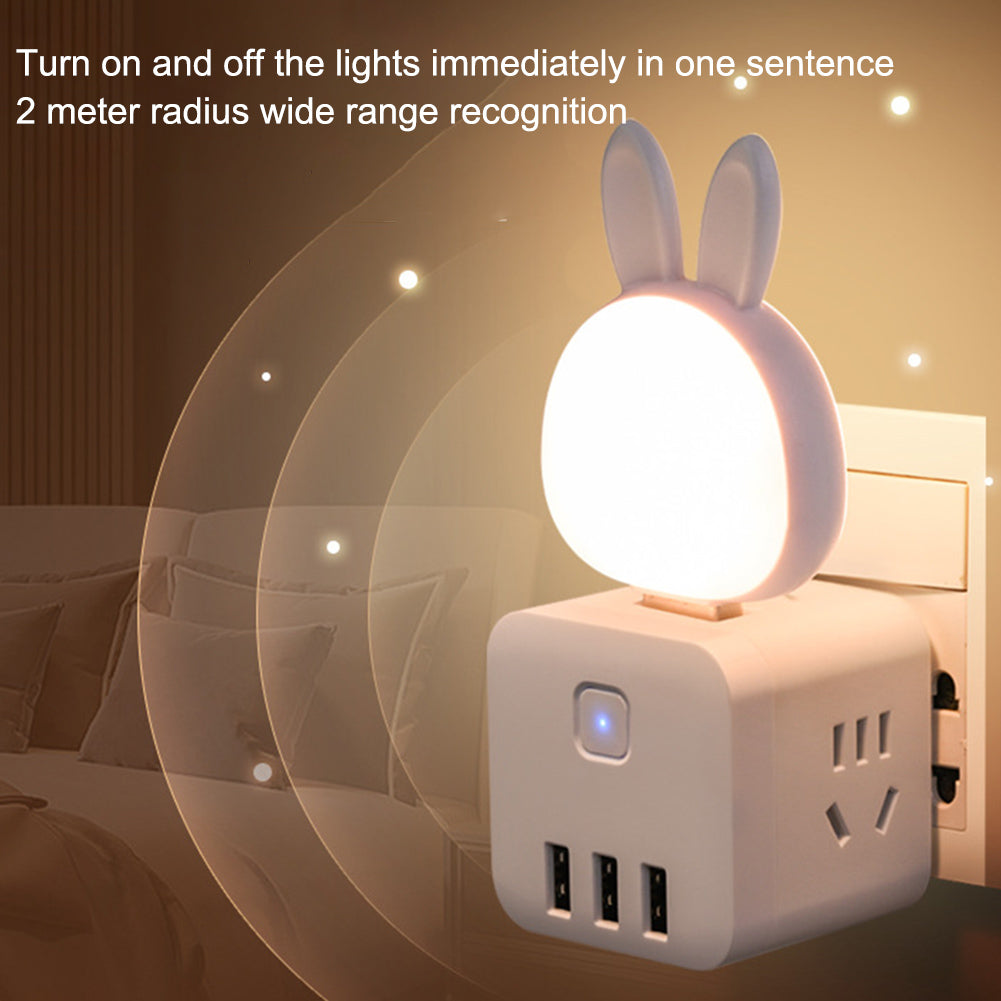 USB Night Light Intelligent Voice Control 3 Color Adjustable Brightness USB Plug-in LED Night Lamp For Nursery Dorm Bedroom White