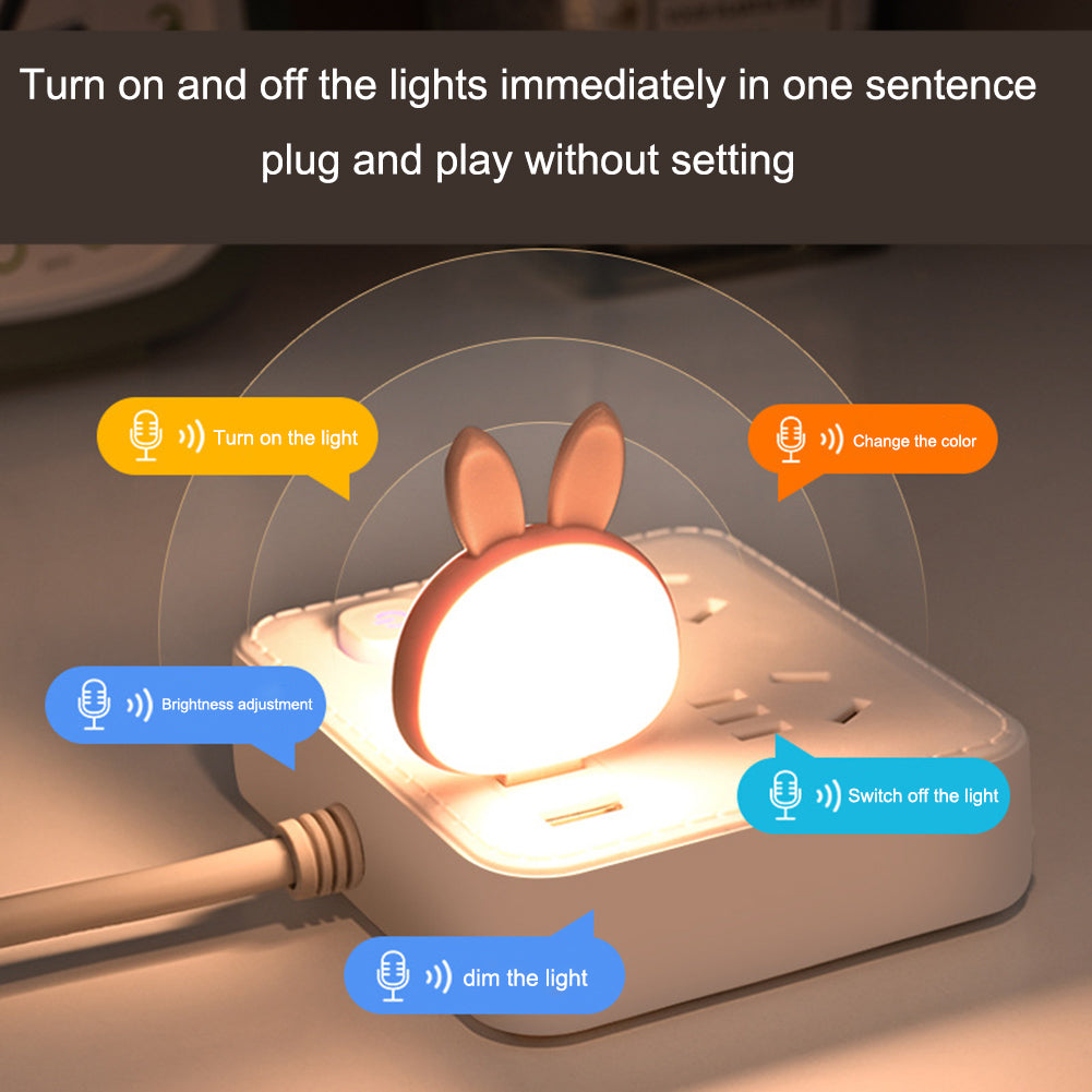 USB Night Light Intelligent Voice Control 3 Color Adjustable Brightness USB Plug-in LED Night Lamp For Nursery Dorm Bedroom White