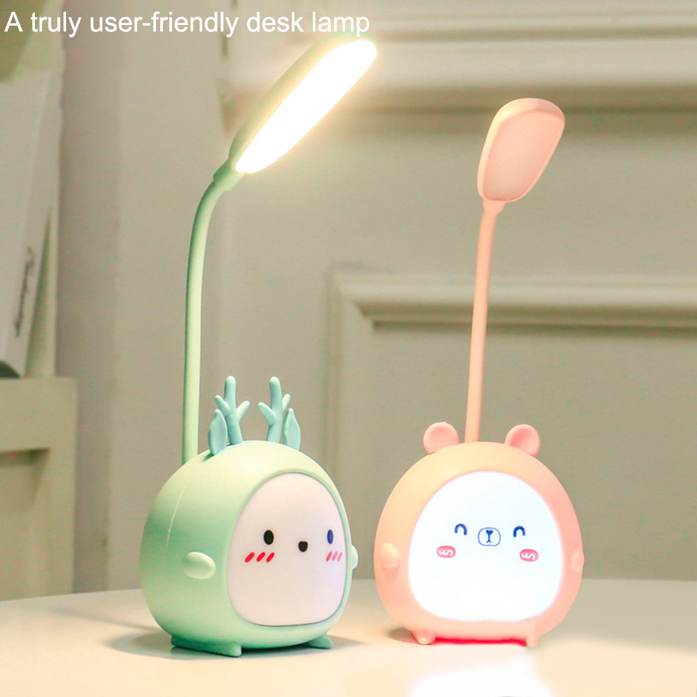 Portable LED Table Lamps 3 Lighting Modes Cartoon Deer Eye Protection USB Charging Reading Desk Light Night Light pink lamb