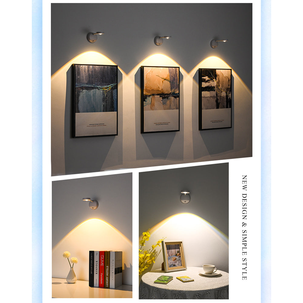 LED Wall Lamp 3 Color Modes Infinite Dimming Easy Installation Wall Mount Lighting Fixture For Bedroom Hotel White