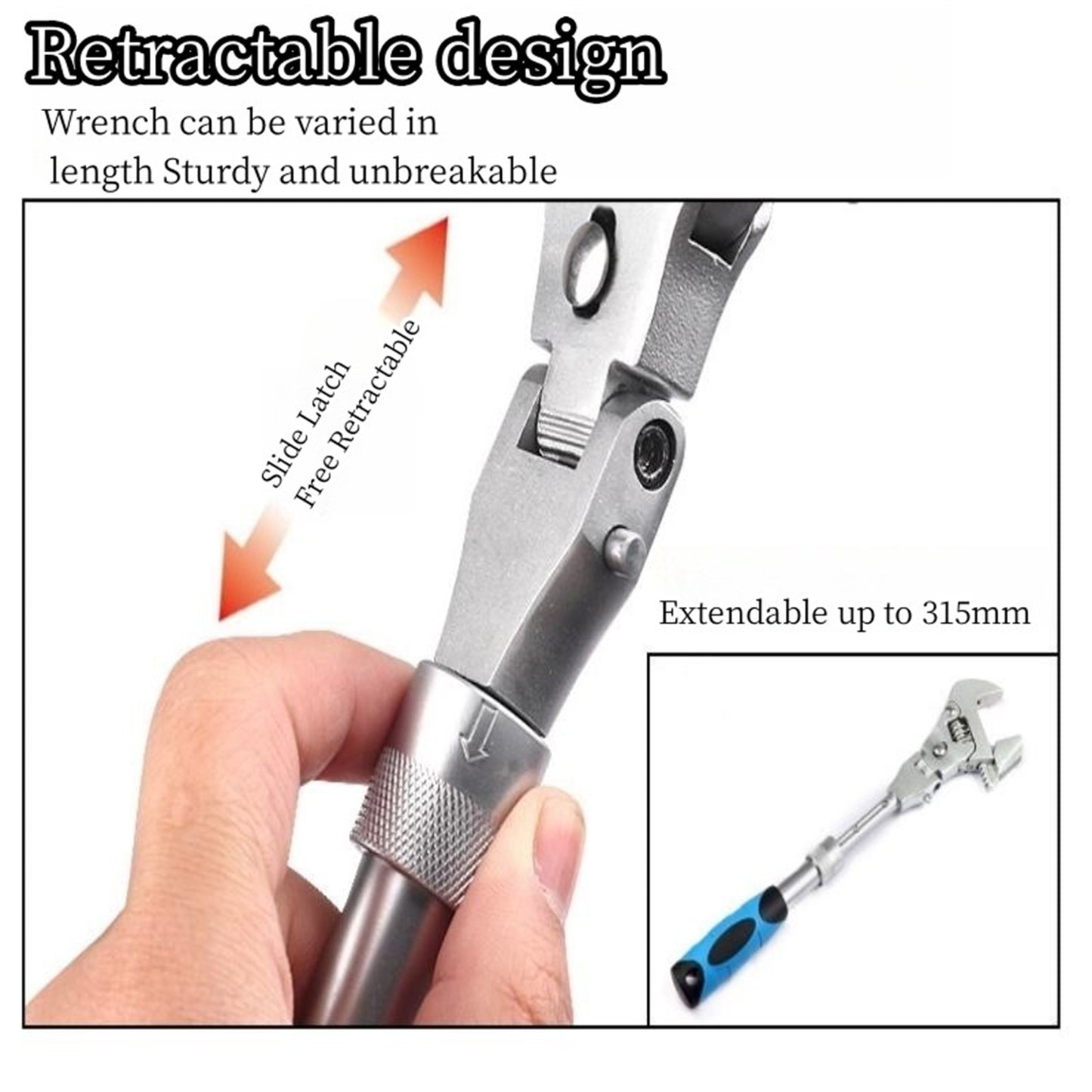 10-Inch 5-in-1 Ratcheting Wrench with Flexible Rotating Head Adjustable Torque Scalable Design Blue
