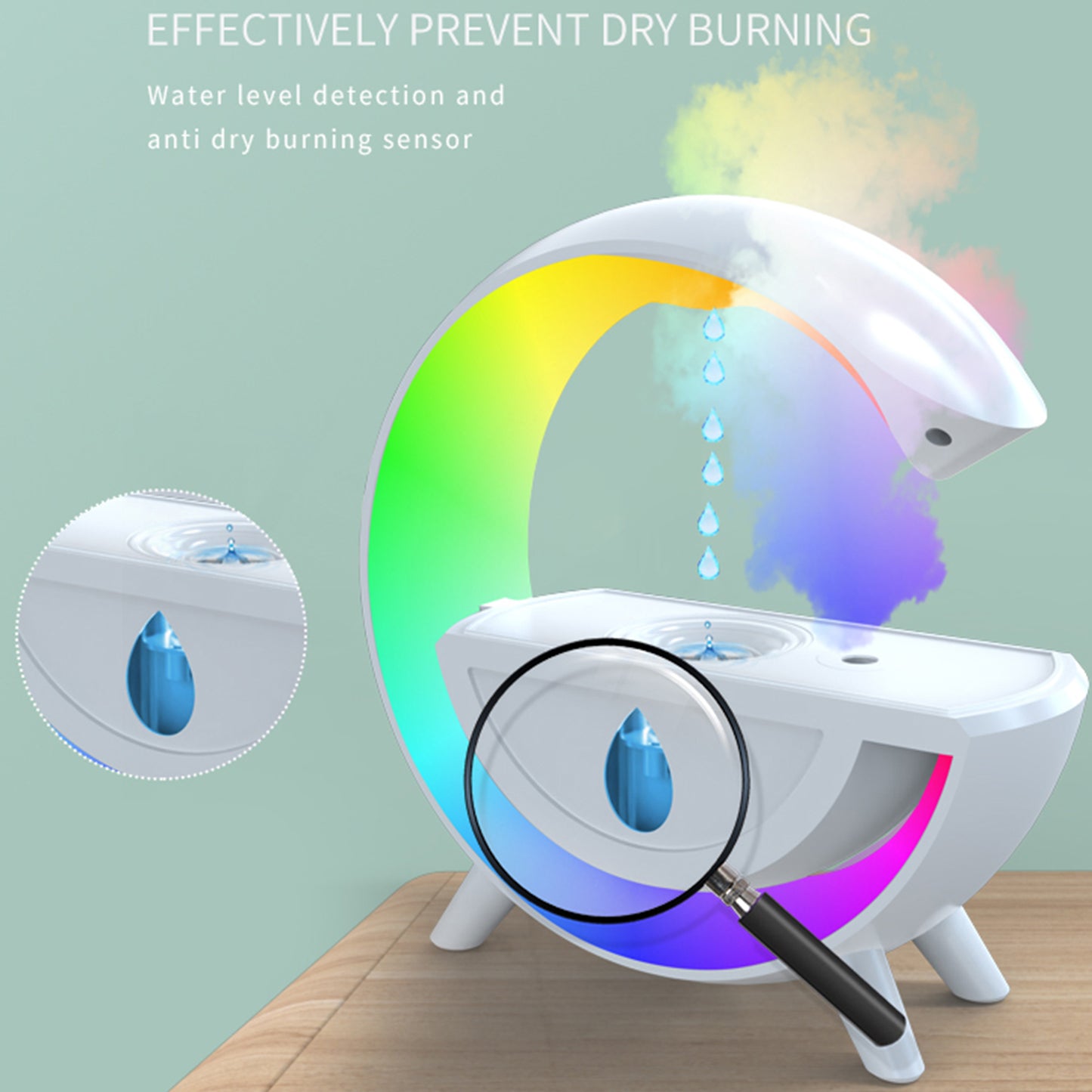 Anti-Gravity Humidifier 800ml Cool Mist Light Home Office Humidifier Countercurrent Humidifier White