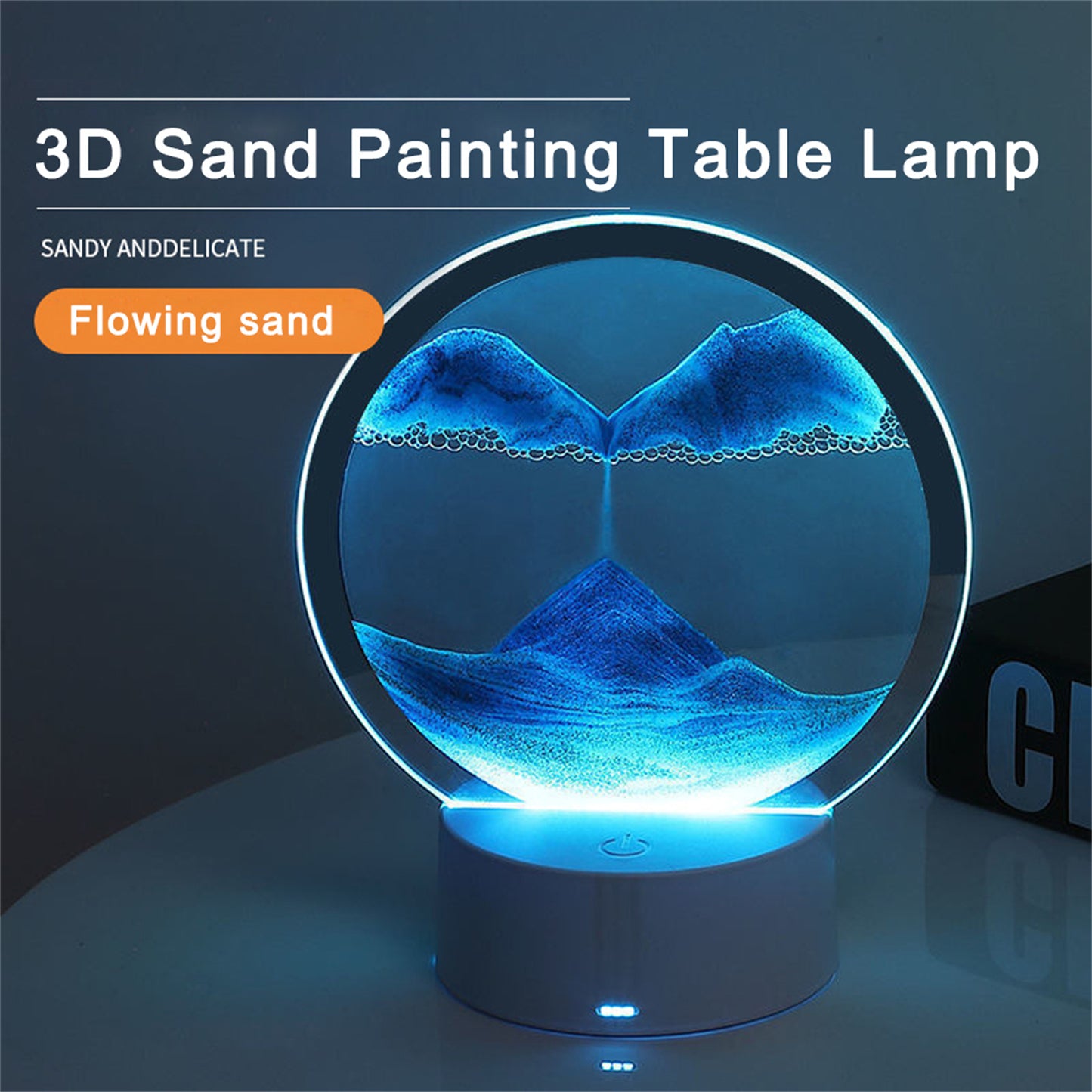 LED Quicksand Painting Lamp Touch Contral Desk Lights Dynamic Desktop Bedside Ornament For Home Office Desktop Decor red