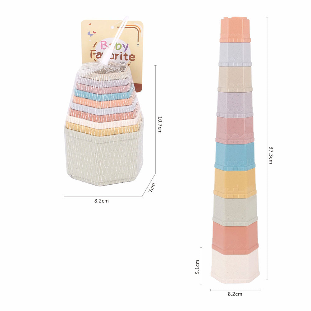 10 Pcs Stacking Cups Rabbit Accessories Reusable Multi-Colored Bunny Toys For Small Animals Bunnies Hamsters Chinchillas 617-90 Hexagonal stacking cup
