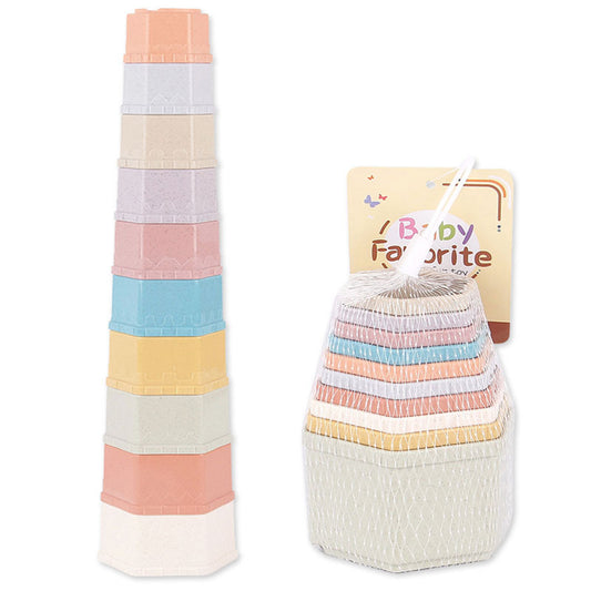 10 Pcs Stacking Cups Rabbit Accessories Reusable Multi-Colored Bunny Toys For Small Animals Bunnies Hamsters Chinchillas 617-90 Hexagonal stacking cup