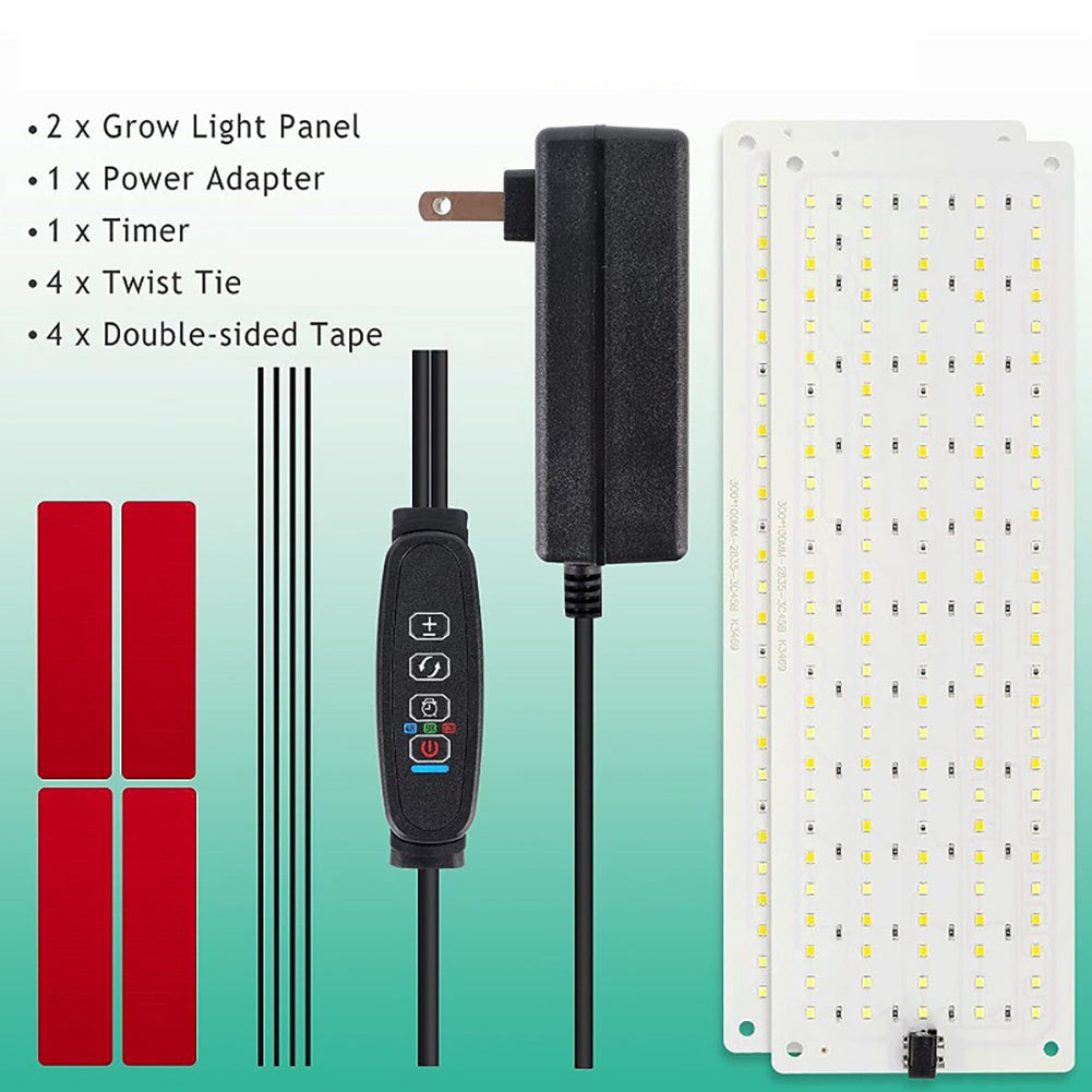 20W LED Plant Growth Lamp 5000K 9 Levels Adjustable Brightness 4h/8H/12H Time Setting Aluminum Alloy Full Spectrum Grow Light For Indoor Plants (US Plug) Two-head