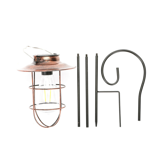 Outdoor Solar Lantern Lamp IP44 Waterproof Vintage Metal Solar Lights With Tungsten Bulb For Patio Garden Decor Black A