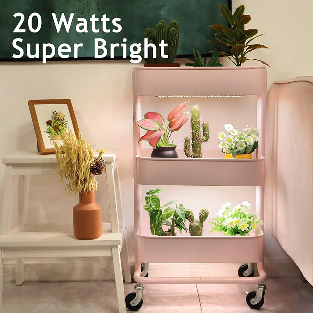 20W LED Plant Growth Lamp 5000K 9 Levels Adjustable Brightness 4h/8H/12H Time Setting Aluminum Alloy Full Spectrum Grow Light For Indoor Plants (US Plug) three heads