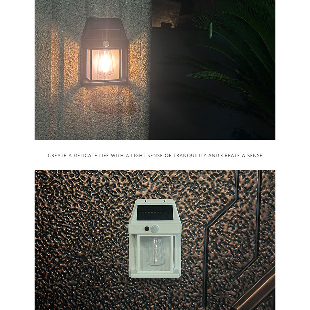 Solar Wall Lights Outdoor Waterproof Led Tungsten Filament Bulb Human Induction 3 Modes Fence Lights For Patio Yard Garden Oval