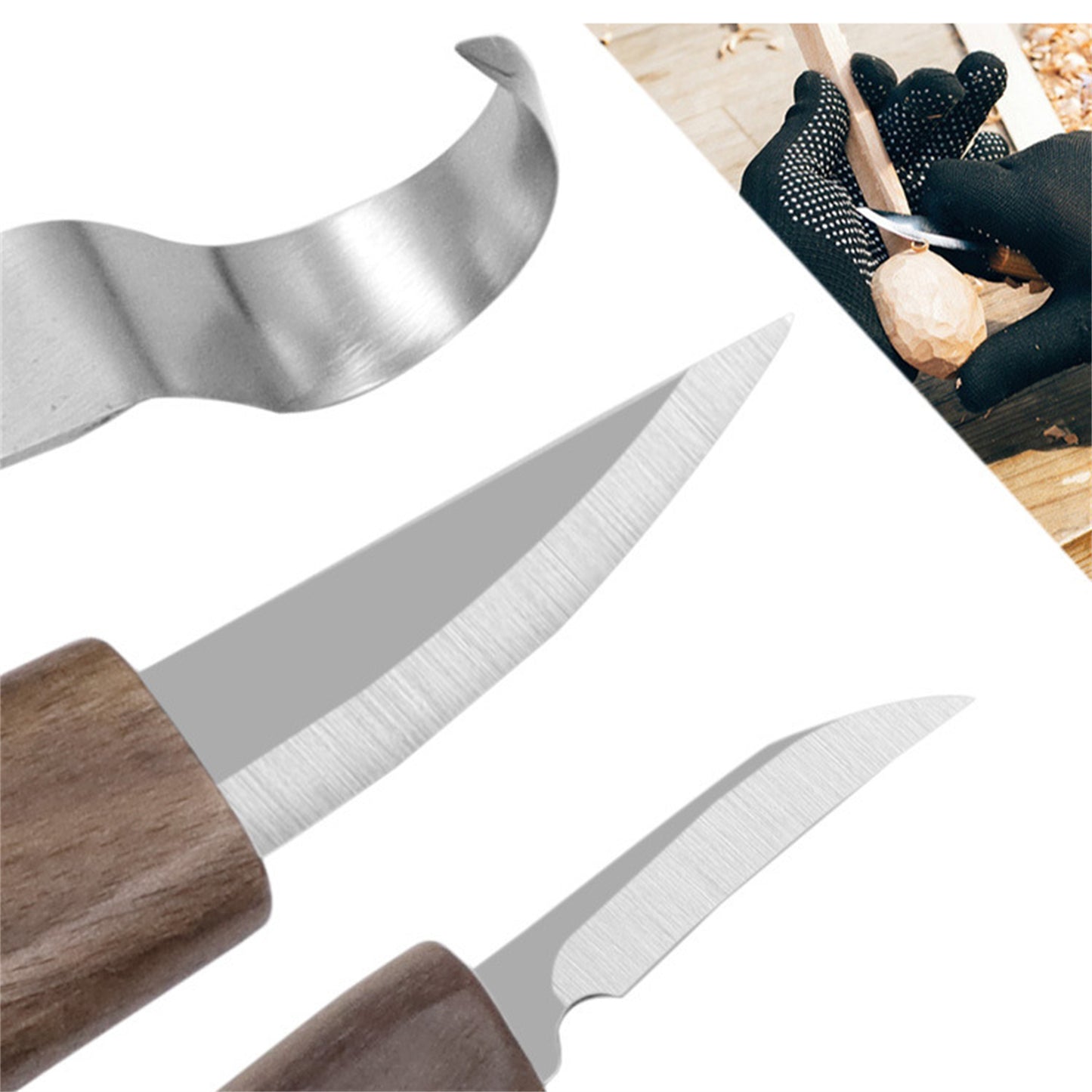 5PCs Wood Carving Tools Woodworking Cutter Hand Tool Set Perfect Wood Carving Kit For Beginners Woodworking 5-pack of carving knives - bag