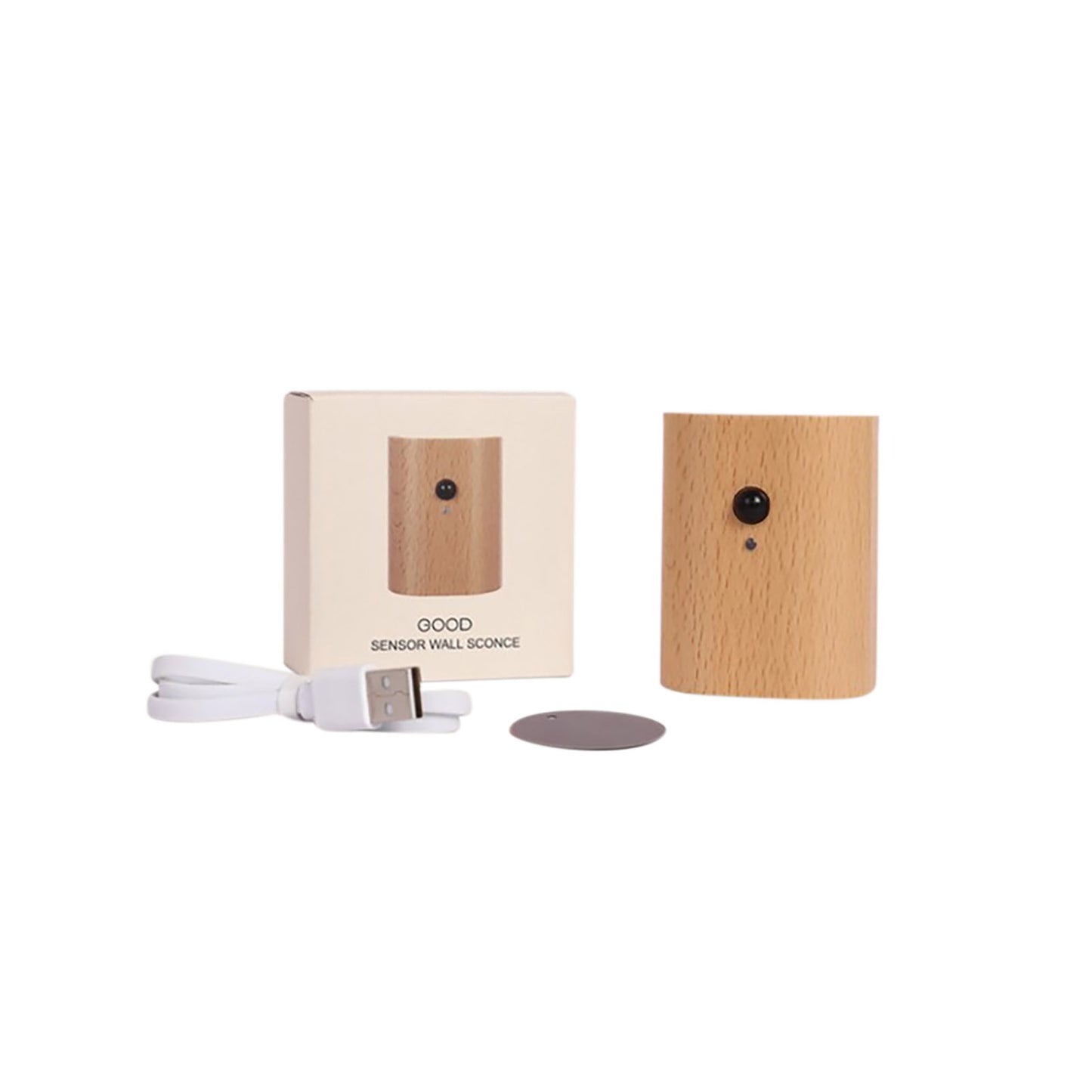 0.4W LED Wall Lamp USB Rechargeable Motion Sensor Magnetic Wood Grain Night Lights Wall Light Fixtures For Bedroom Kitchen Corridor Stairs Lighting Beech wood (sensor 1 piece)