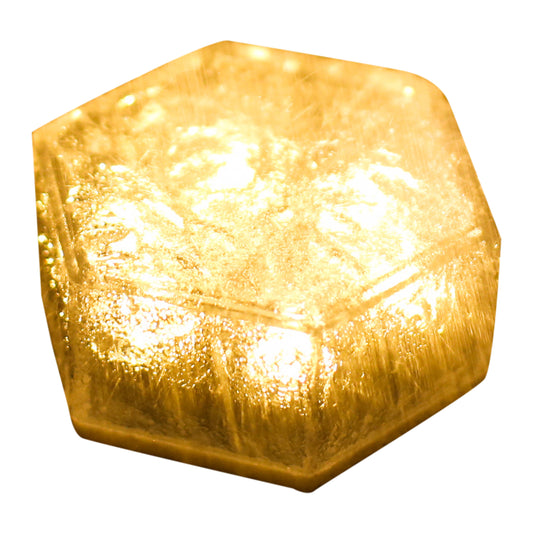 0.25w LED Solar Garden Light IP44 Waterproof Imitation Hexagonal Ice Brick Buried Lamp For Yard Patio Garden Pathway Porch Decor (9.5 x 8.4 x 9.5cm) Warm White