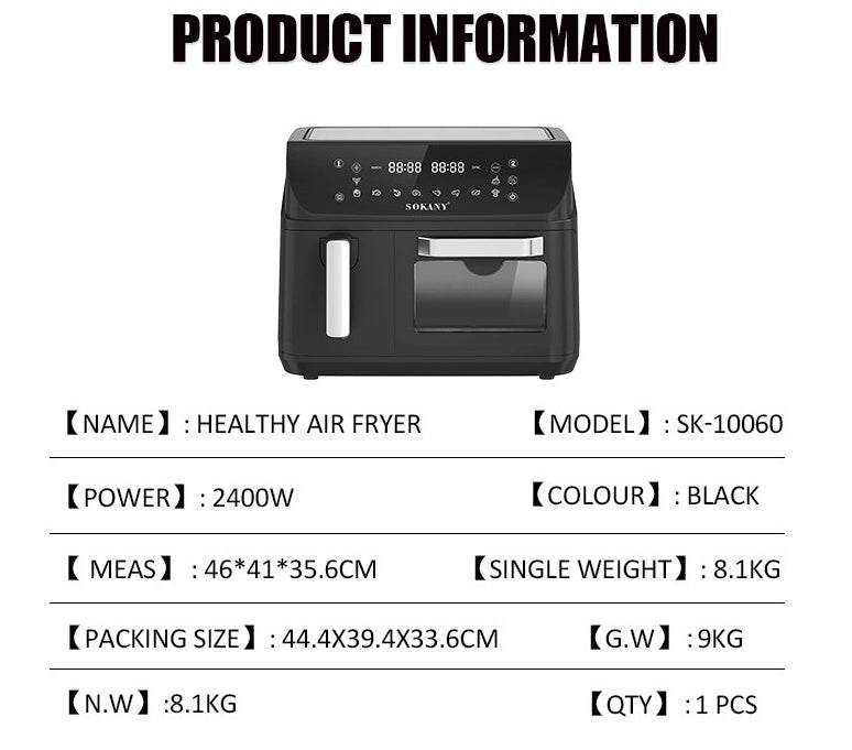 SOKANY10060 AIR FRYER Household 125L Healthy FRYER Visualization Double Pot FRYER AIR FRYER
