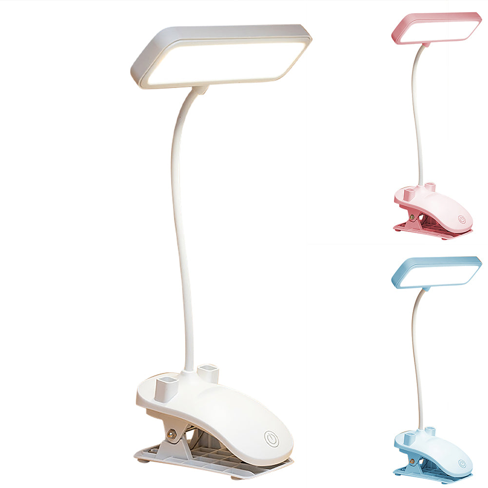 LED Table Lamp With Clip 3 Color Temperatures Dimmable Eye Protection Adjustable Touch Sensor Desk Lights Study Lamp (35 x 15.5cm) White