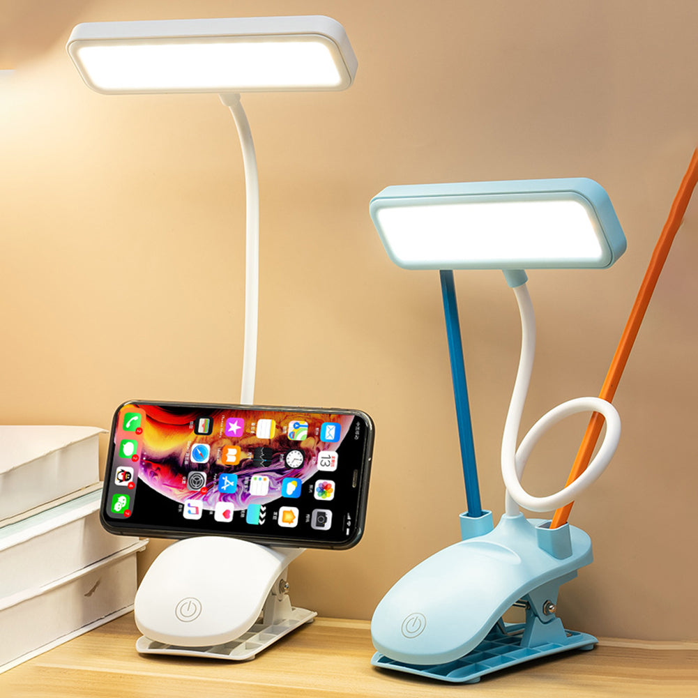 LED Table Lamp With Clip 3 Color Temperatures Dimmable Eye Protection Adjustable Touch Sensor Desk Lights Study Lamp (35 x 15.5cm) White