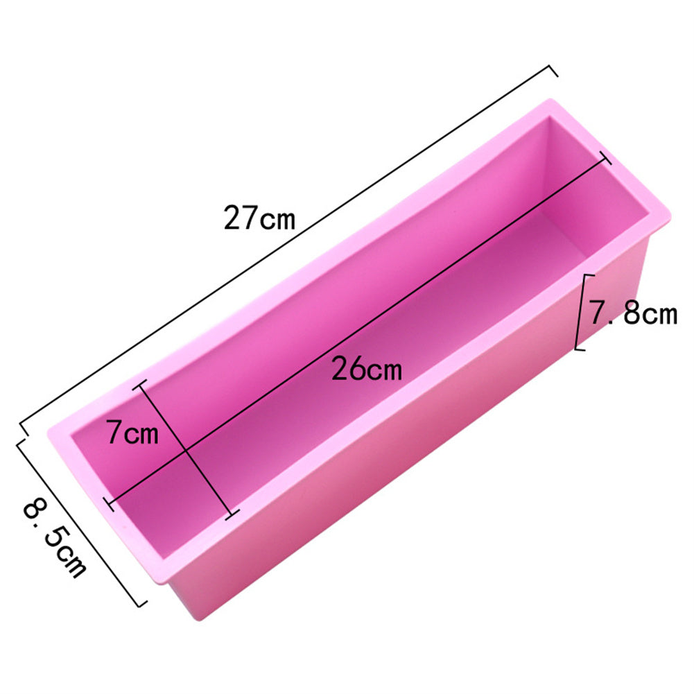 1200ml Silicone Soap Mold With Wood Box Cover Microwaves Safe High Heat-Resistant Temperature For DIY Crafts (27 x 8.5 x 8cm) Purple