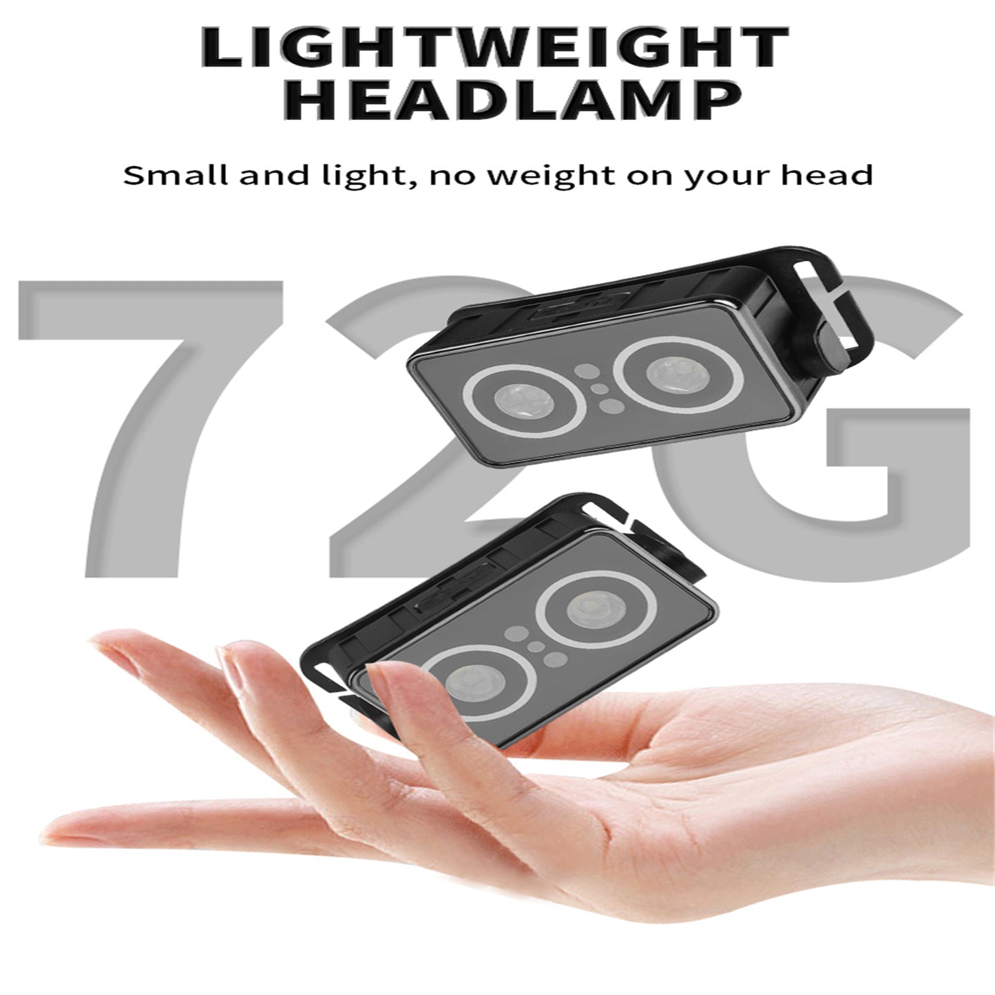 Headlamp 45° Angle Adjustable USB Rechargeable Headlight With Inductive Switch IPX4 Waterproof LED Head Lamp For Outdoor Camping black