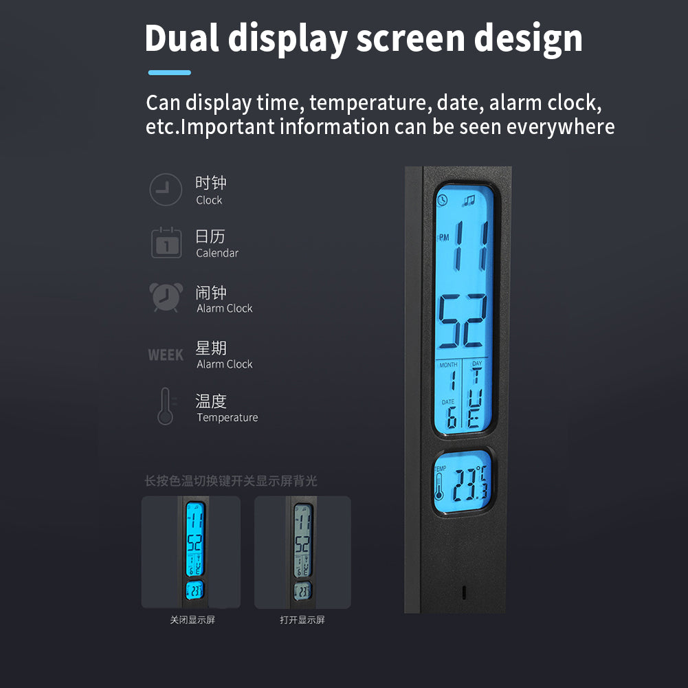 LED Desk Lamp with Wireless Charger Dual Lcd Display Multi-functional Smart Eye Caring Table Lamps Black EU Plug