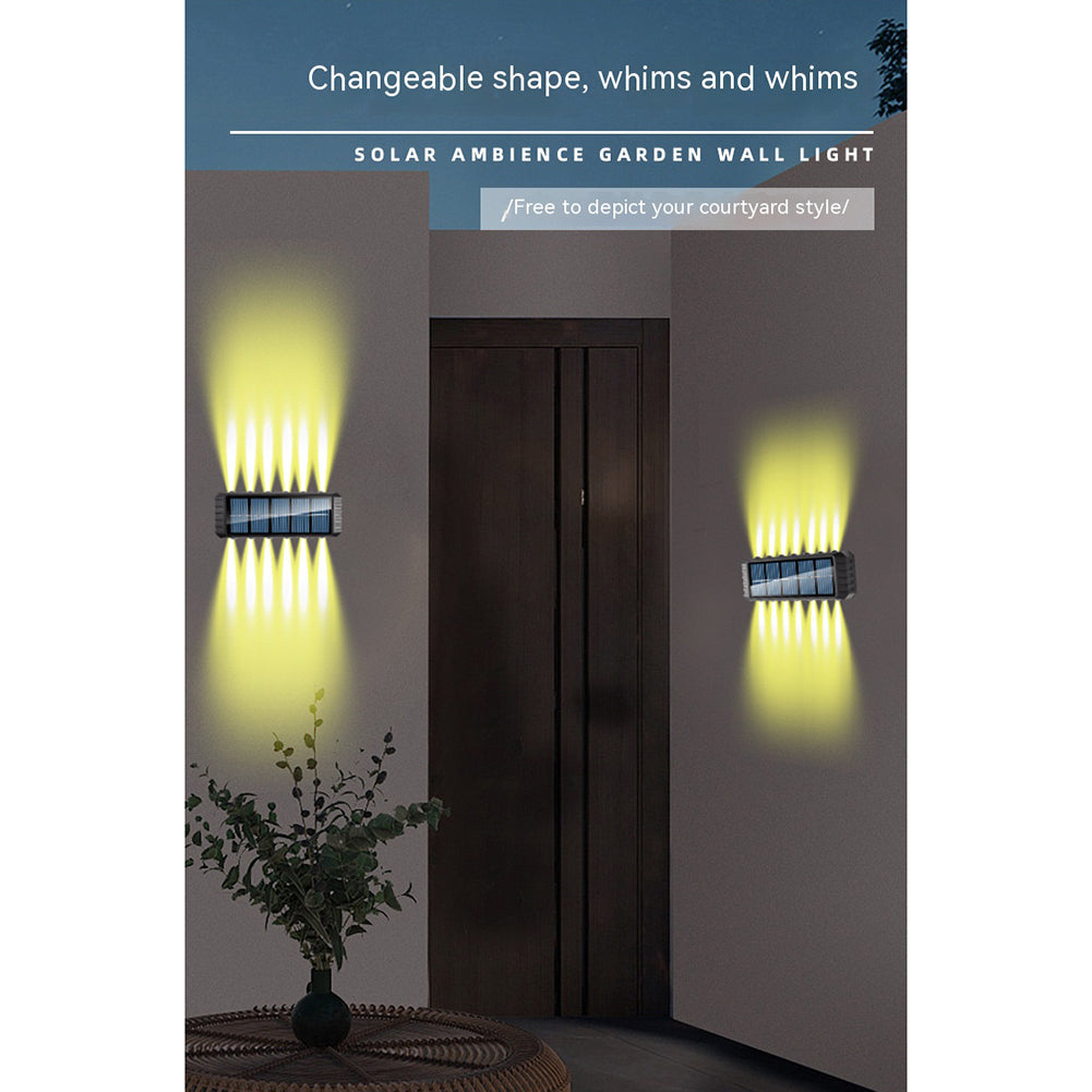 14LED Solar Outdoor Lights Waterproof Up And Down Lighting Wall Lights For Yard Deck Garden Garage Walkway Porch 14LED(warm light)