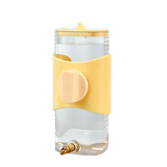Automatic Birds Water Feeder 300ml Large Capacity Reuseable Firing Pin Water Bottle Bird Water Dispenser (8 x 10 x 16cm) Yellow