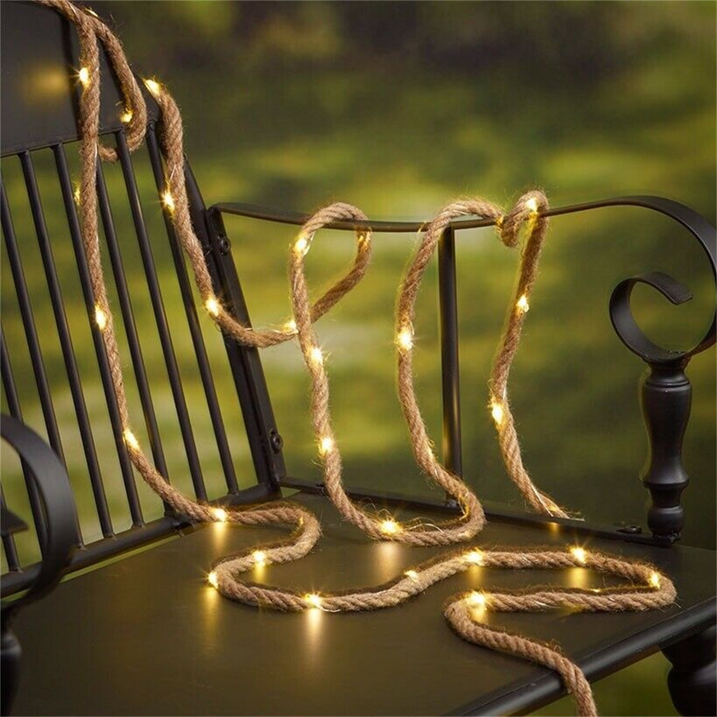 LED Solar String Lights IP65 Waterproof High Brightness Jute Twine Garden Fairy Lights For Garden Path Yard Decoration 5 meters 100 lights