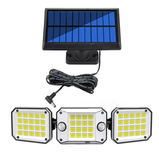 Outdoor Solar Lights with Remote Control 3 Lighting Modes IP65 Waterproof Motion Sensor Wall Light 3 Head Split 224led