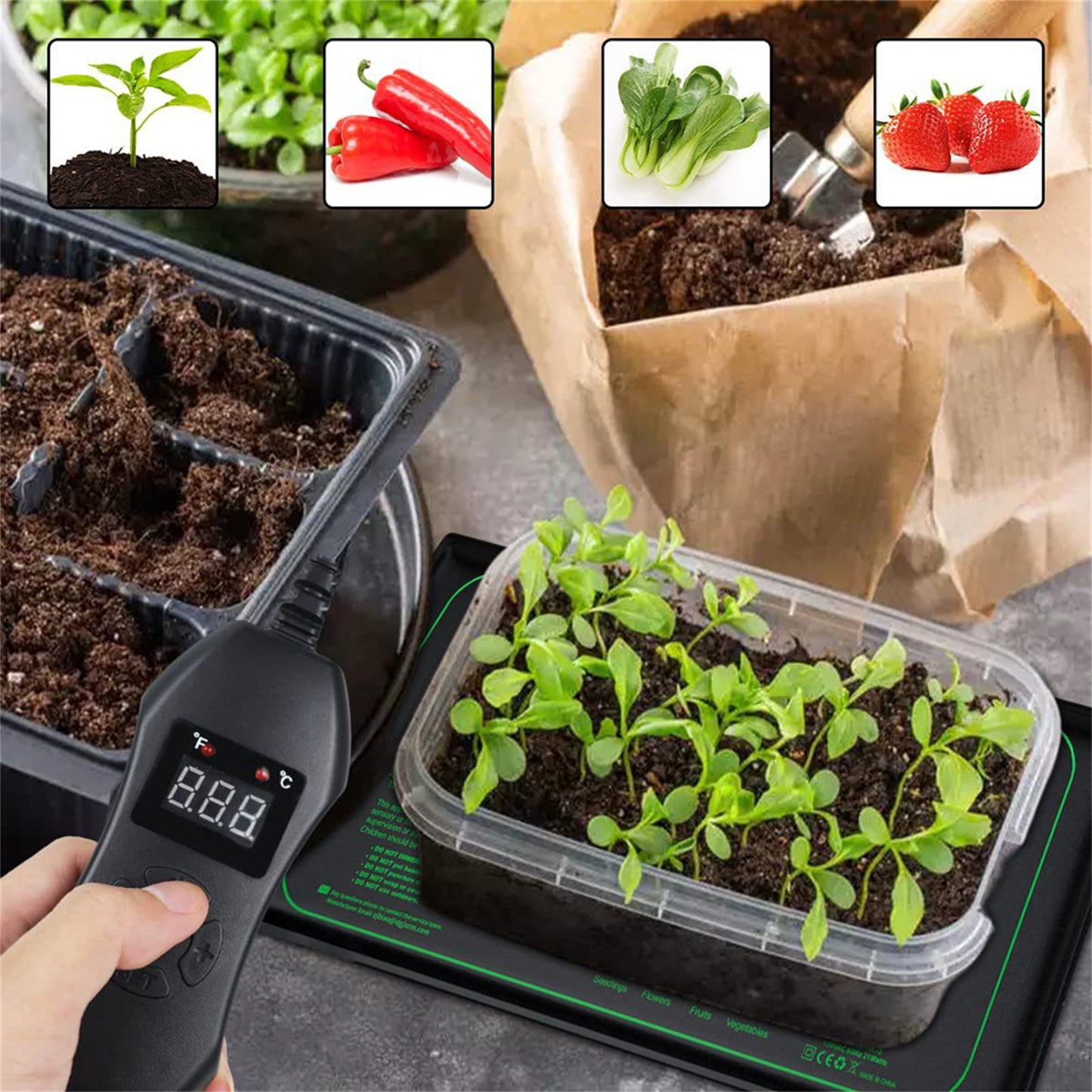 Seedling Heat Mats With Digital Thermostat Controller Plant Heating Mats For Seed Starting Brewing Breeding Greenhouses EU Plug 220-240V