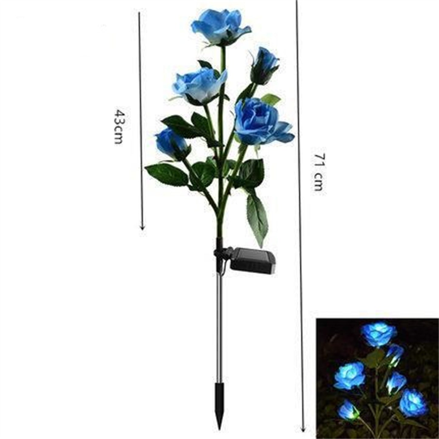Solar 5 Heads Rose Lamp Outdoor Waterproof Simulation Rose Flower Lawn Decorative Lamp For Garden Yard Patio Decoration red