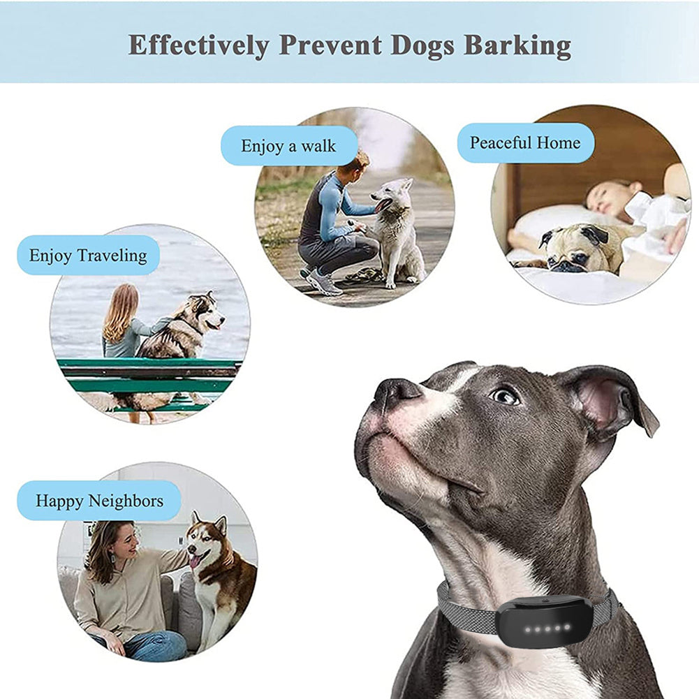 Bark Collar Rechargeable Waterproof Adjustable Sensitivity Anti Barking Control Collar Dog Training Bark Collar Black