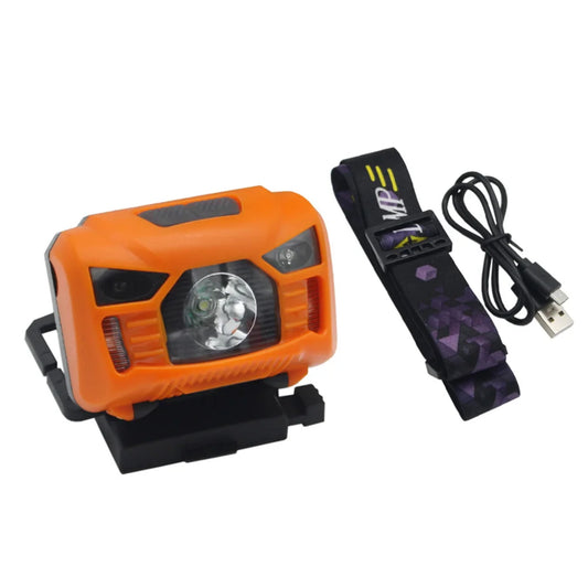 Q5 Helmet Light USB Charging Signal Light Sensor Headlamp For Hunting Fishing Waterproof For M88 Mich Holder Headlight orange color