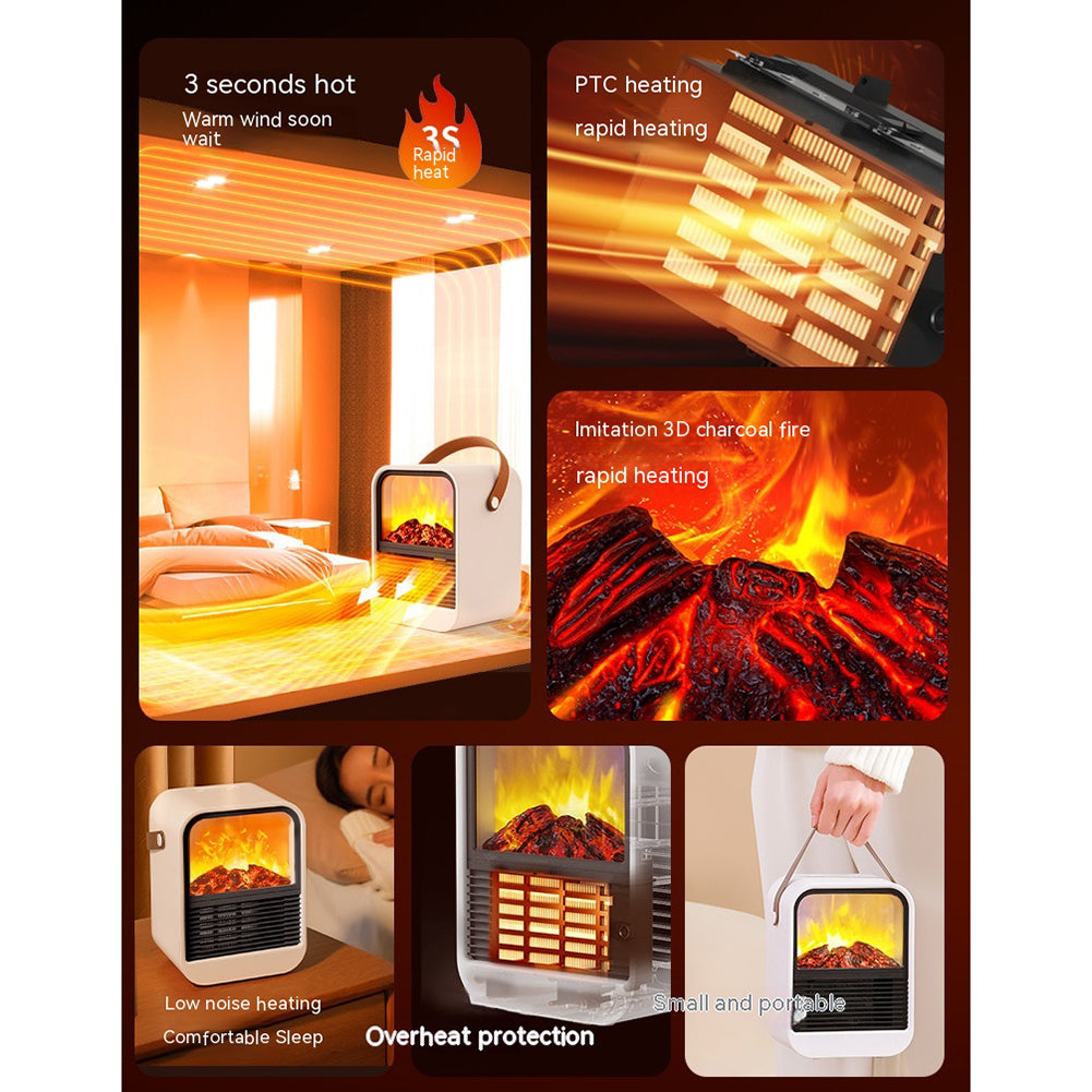 Electric Fireplace Heater Overheat Protection Mini Tabletop Fireplace Space Heater EU Plug