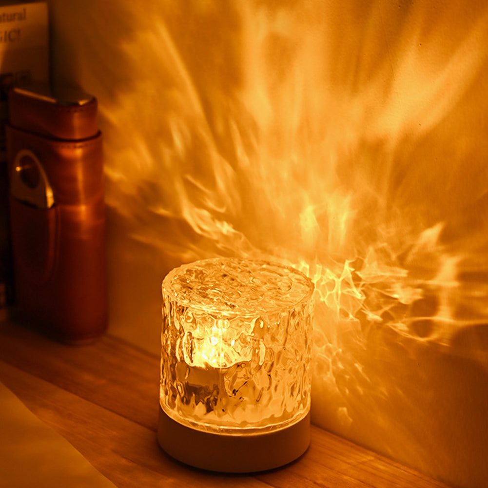 LED Water Ripple Night Light With Remote Control 16 Colors Available Touch Control Multifunctional Projection Lamp (85 x 85 x 95mm) Rechargeable-three colors