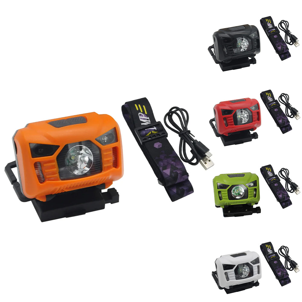 Q5 Helmet Light USB Charging Signal Light Sensor Headlamp For Hunting Fishing Waterproof For M88 Mich Holder Headlight green