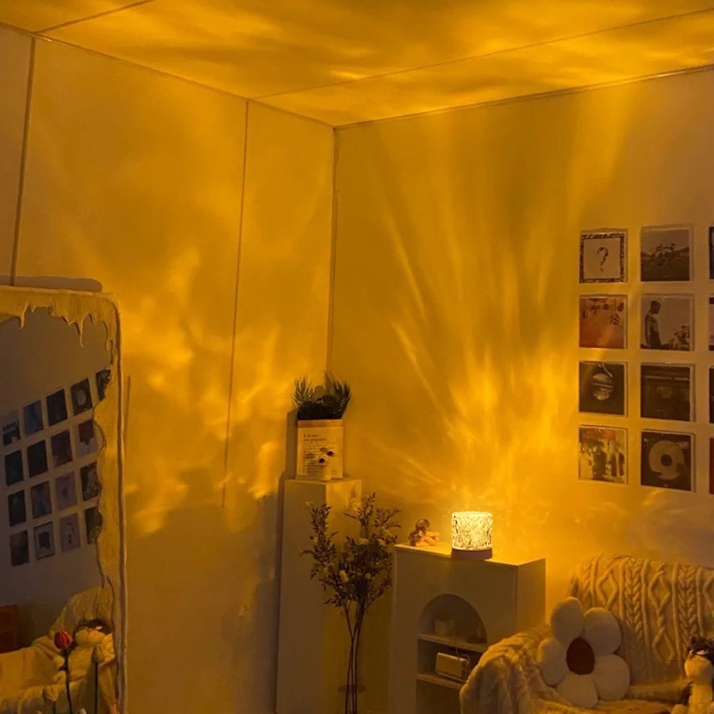 LED Water Ripple Night Light With Remote Control 16 Colors Available Touch Control Multifunctional Projection Lamp (85 x 85 x 95mm) Rechargeable-RGB