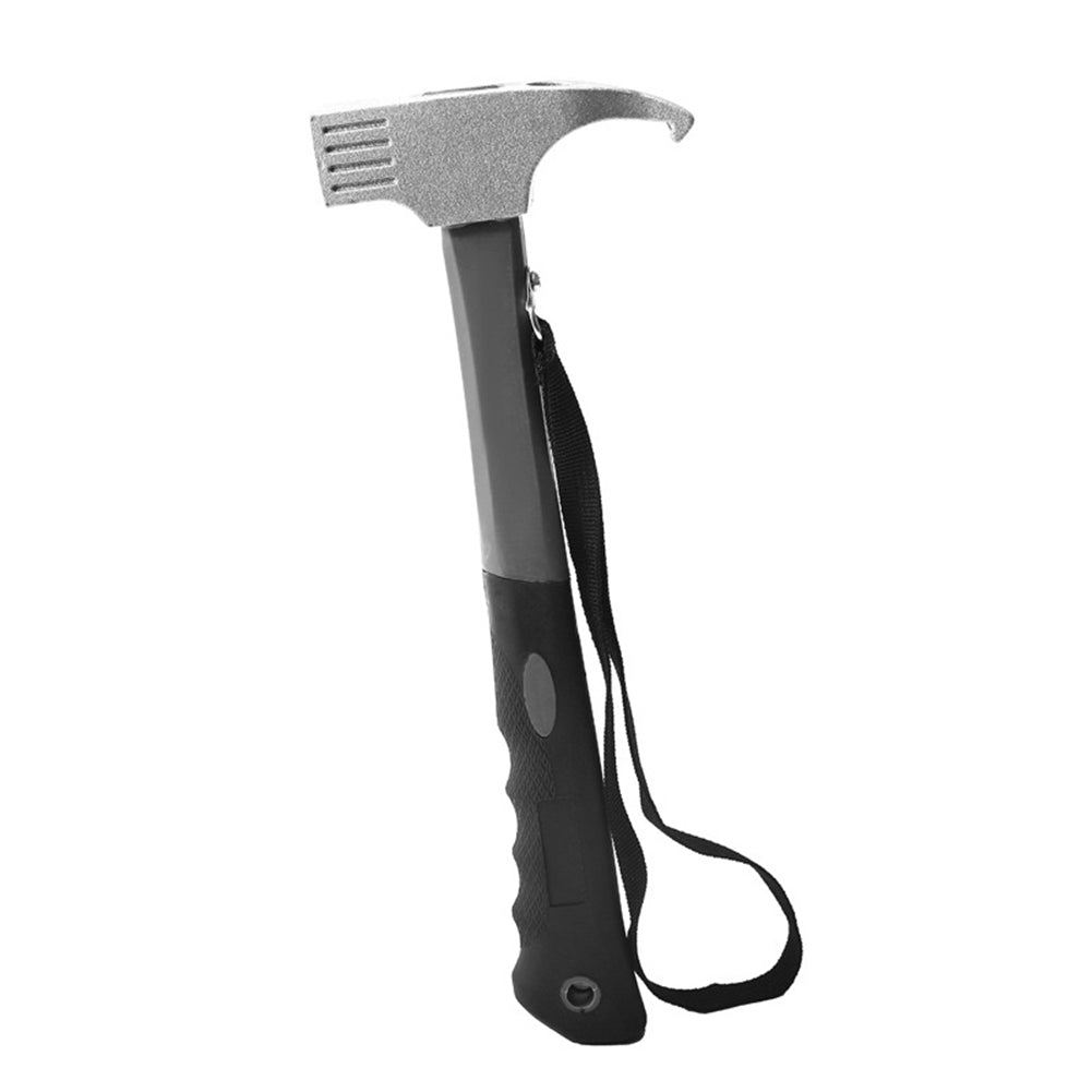 2-in-1 Functional Camping Hammer Nail Puller High-Strength Carbon Steel Mallet Outdoor Accessories For Hiking Camping grey