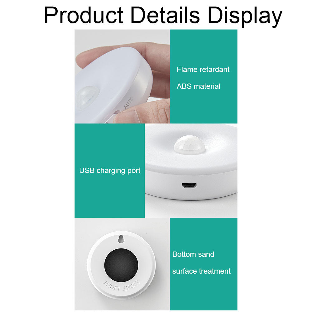Mini LED Night Lights With Charging Indicator Light Super Bright Energy Saving Motion Sensor Bedroom Bedside Lamp 350mAH