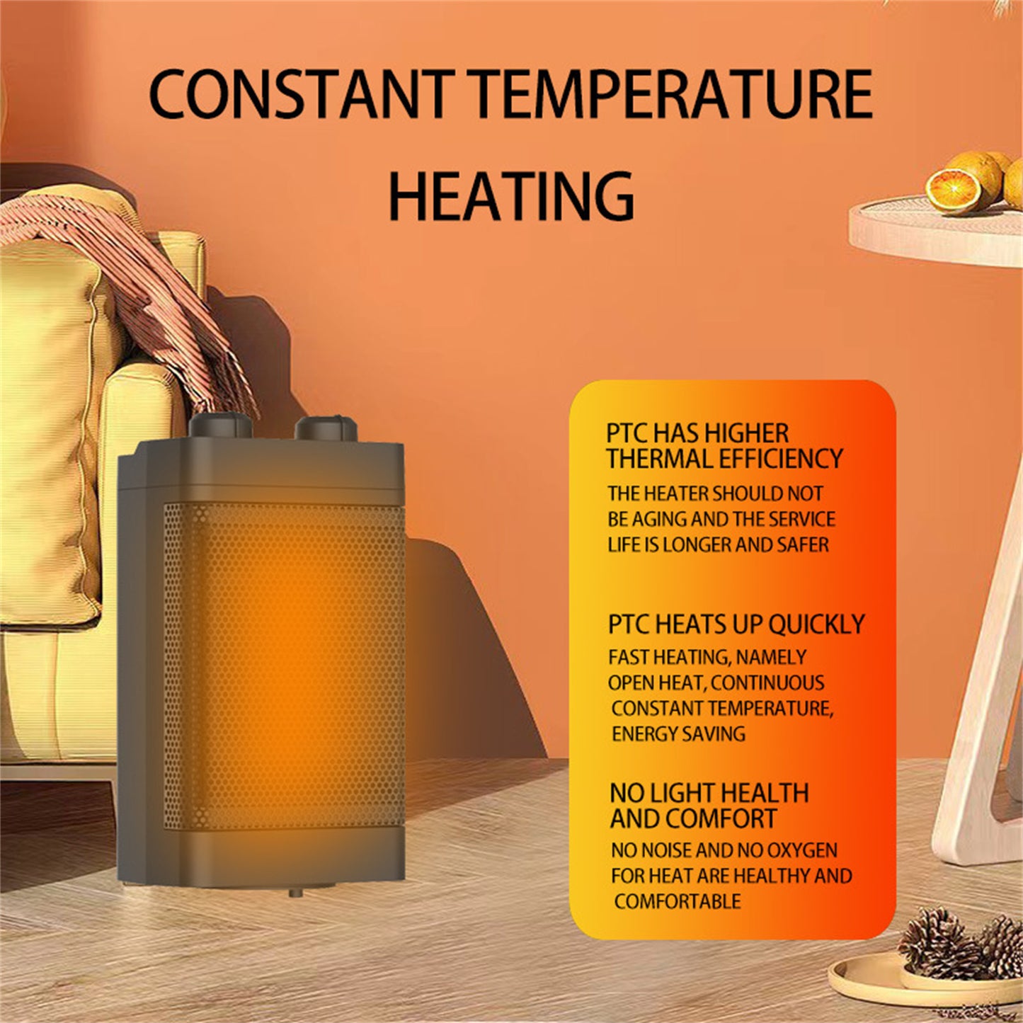 Space Heater PTC Fast Heating Ceramic Overheat Protection Indoor Portable Electric Heaters EU Plug