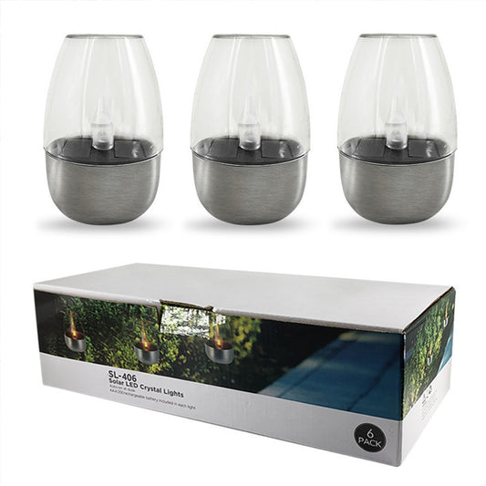 Outdoor LED Solar Candles Lights With Stainless Steel Base Flameless Dropless Night Light For Home Party Halloween Xmas Decor stainless steel candle light