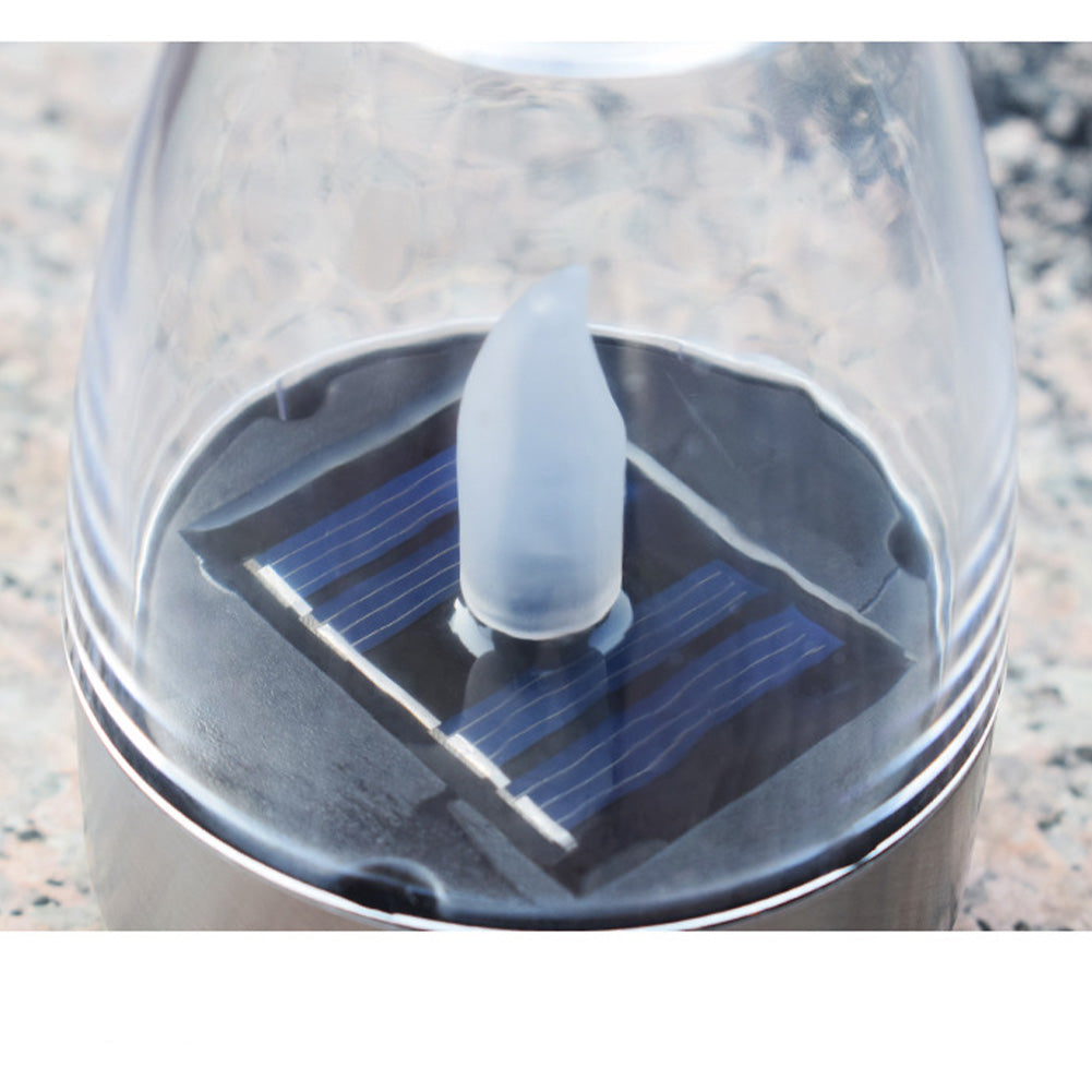 Outdoor LED Solar Candles Lights With Stainless Steel Base Flameless Dropless Night Light For Home Party Halloween Xmas Decor stainless steel candle light
