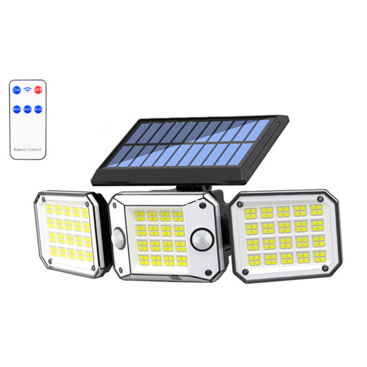 Outdoor Solar Lights with Remote Control 3 Lighting Modes IP65 Waterproof Motion Sensor Wall Light 3 Head 224led