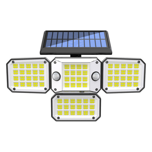 Outdoor Solar Lights with Remote Control 3 Lighting Modes IP65 Waterproof Motion Sensor Wall Light 4 Heads 296led