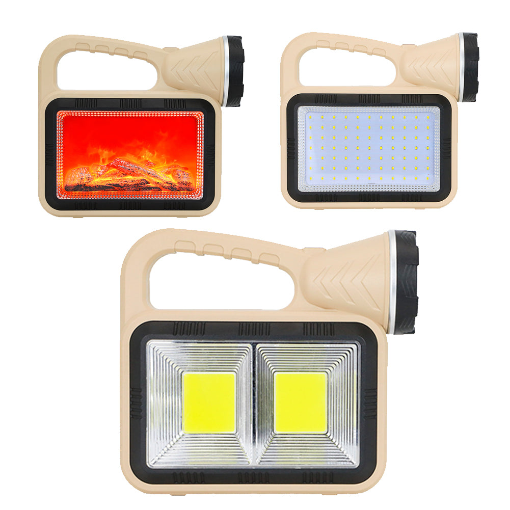 20w Portable Led Flashlights 3 Lighting Modes IPX5 Waterproof Solar USB Rechargeable Strong Light Multifunctional Camping Work Light flame light